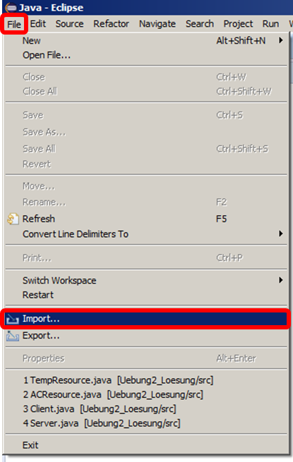 Eclipse File Import